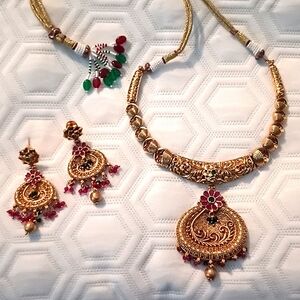 Indian Wedding Necklace & Earrings set NEW Traditional